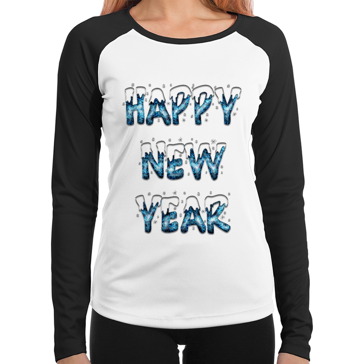 Baby Look Raglan Happy New Year Manga Longa
