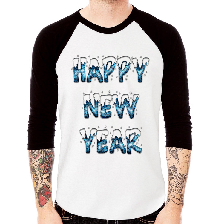 Camiseta Raglan Happy New Year Manga 3/4