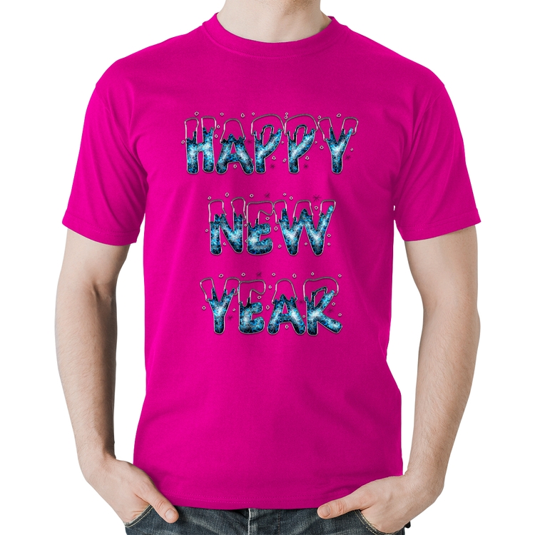 Camiseta Algodão Happy New Year - Rosa