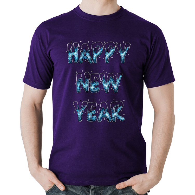 Camiseta Algodão Happy New Year - Roxa