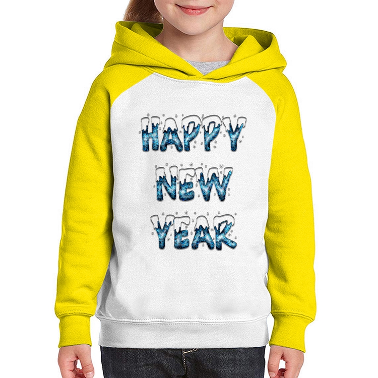 Moletom Infantil Happy New Year - Branco/Amarelo