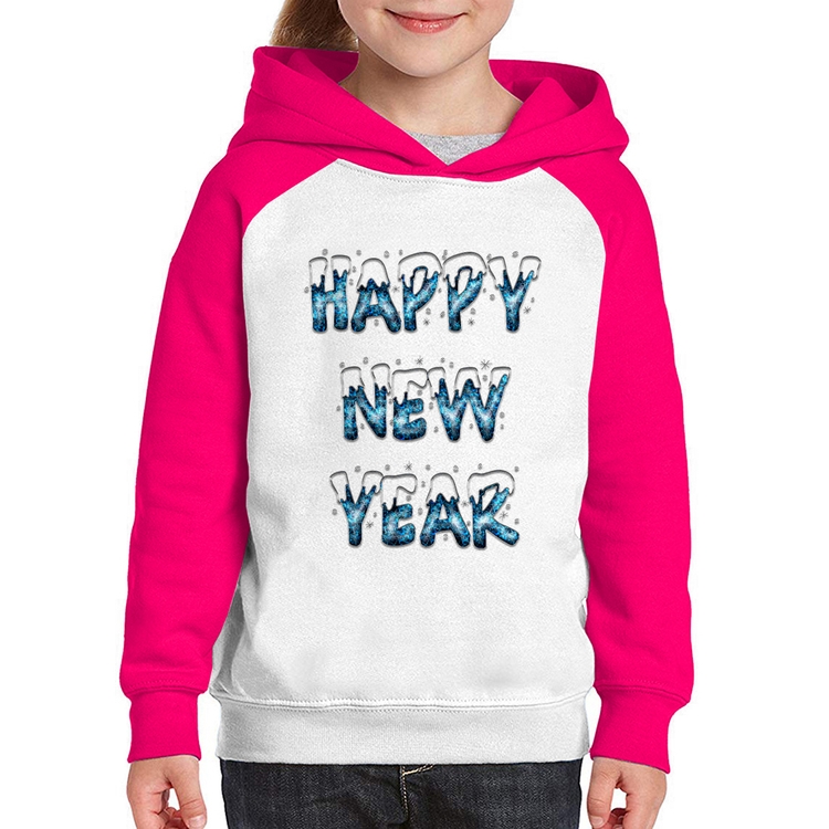 Moletom Infantil Happy New Year - Branco/Rosa
