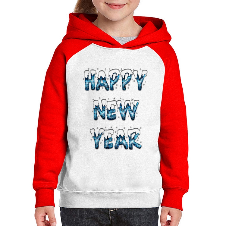 Moletom Infantil Happy New Year - Branco/Vermelho