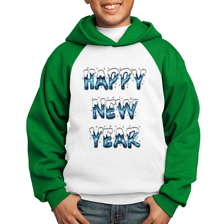 Moletom Infantil Happy New Year - Branco/Verde