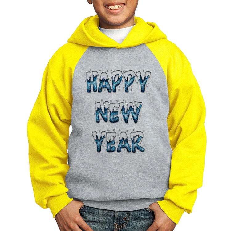 Moletom Infantil Happy New Year - Cinza/Amarelo