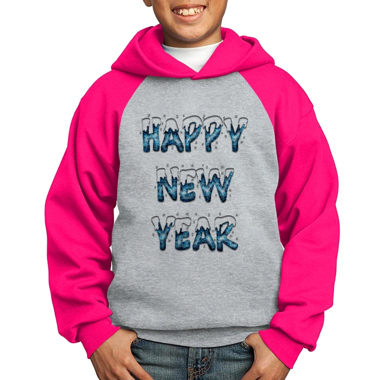 Moletom Infantil Happy New Year - Cinza/Rosa