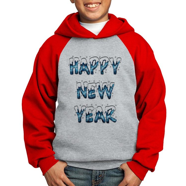 Moletom Infantil Happy New Year - Cinza/Vermelho