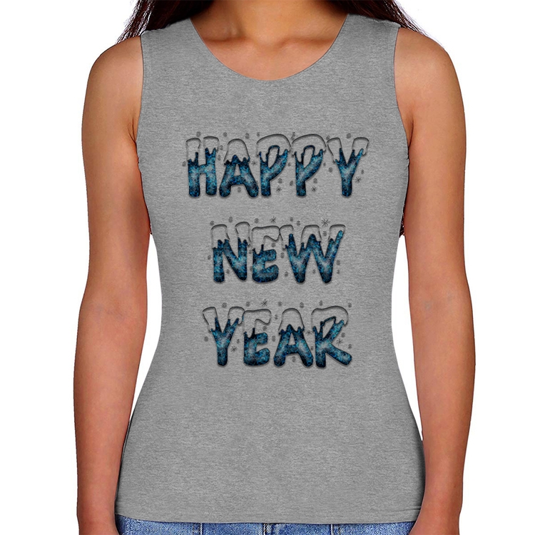 Regata Feminina Happy New Year - Cinza