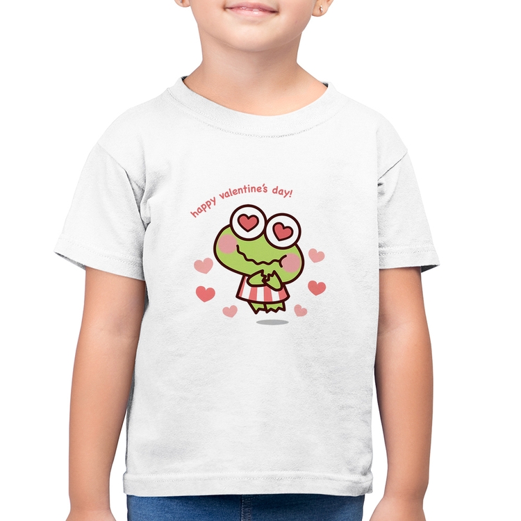 Camiseta Algodão Infantil Happy Valentine's Day - Branca