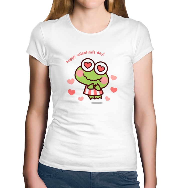 Baby Look Algodão Happy Valentine's Day - Branca