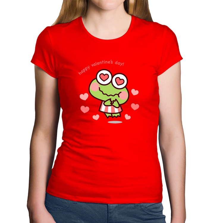 Baby Look Algodão Happy Valentine's Day - Vermelha