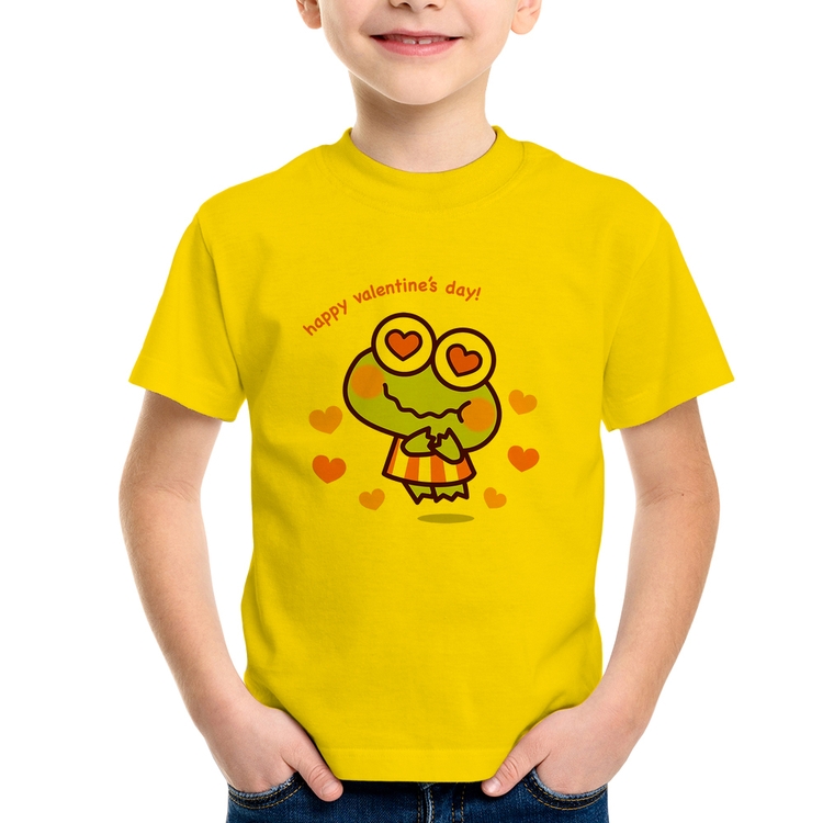 Camiseta Infantil Happy Valentine's Day - Amarela