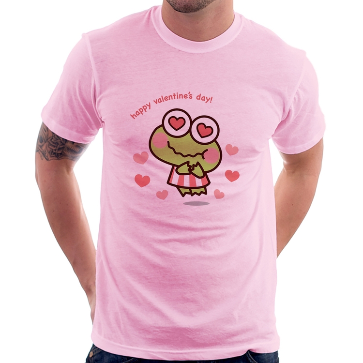 Camiseta Happy Valentine's Day - Rosa Bebê