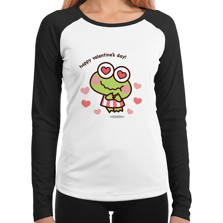 Baby Look Raglan Happy Valentine's Day Manga Longa