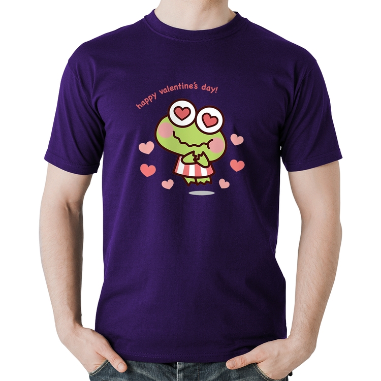 Camiseta Algodão Happy Valentine's Day - Roxa