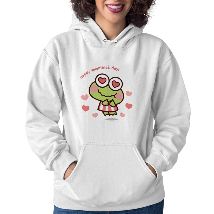Moletom Feminino Happy Valentine's Day - Branco