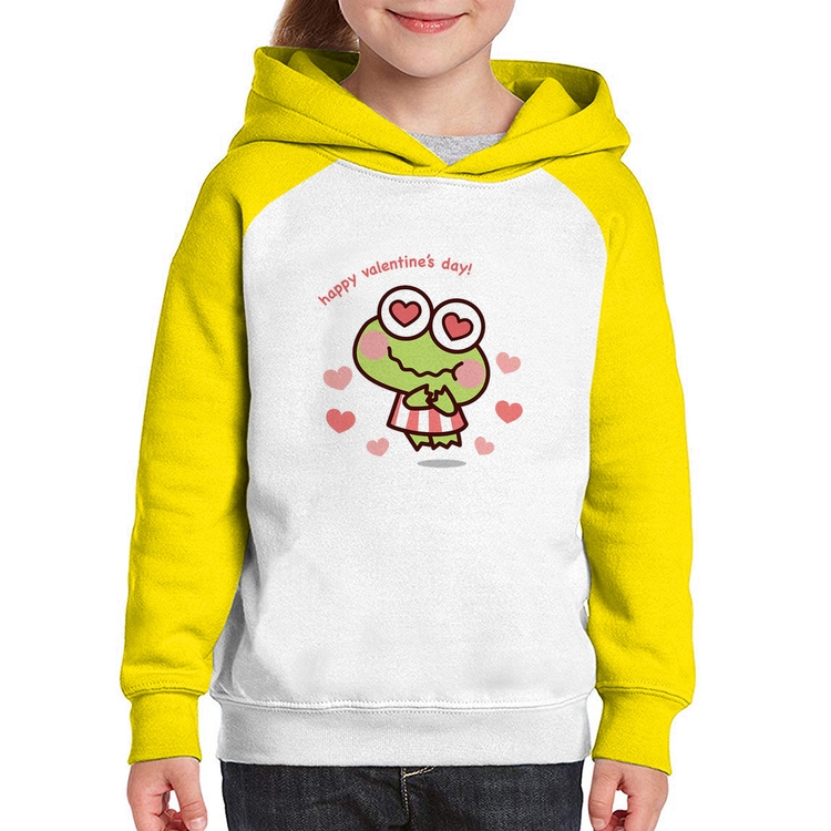 Moletom Infantil Happy Valentine's Day - Branco/Amarelo