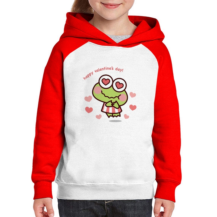 Moletom Infantil Happy Valentine's Day - Branco/Vermelho