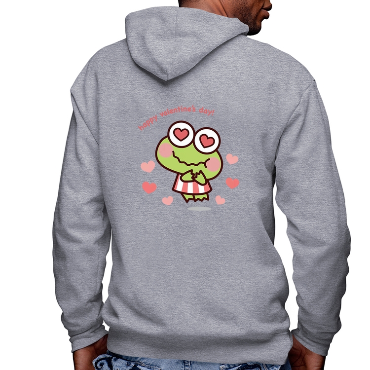 Blusa Moletom Happy Valentine's Day Masculina com Capuz e Zíper - Mescla