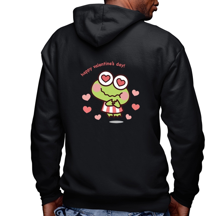 Blusa Moletom Happy Valentine's Day Masculina com Capuz e Zíper