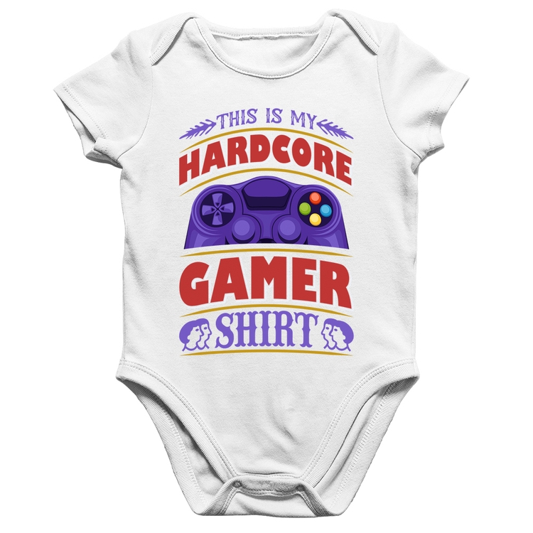 Body Bebê Algodão Hardcore Gamer - Branco
