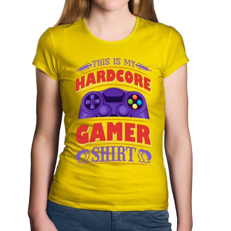 Baby Look Algodão Hardcore Gamer - Amarela