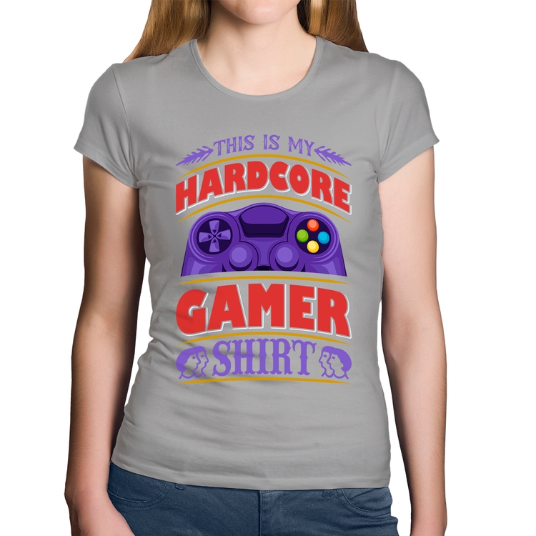 Baby Look Algodão Hardcore Gamer - Cinza