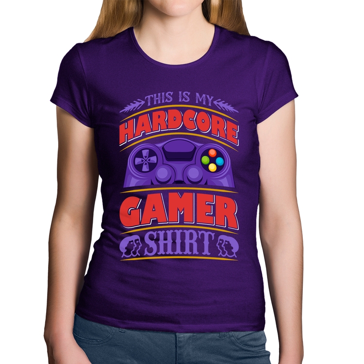 Baby Look Algodão Hardcore Gamer - Roxa