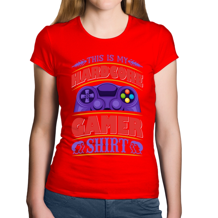 Baby Look Algodão Hardcore Gamer - Vermelha