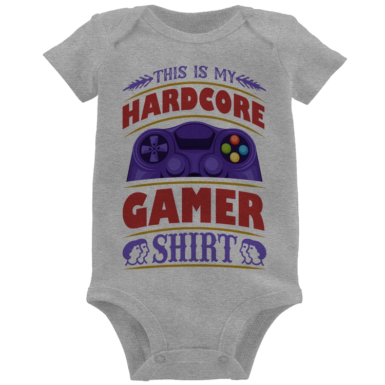Body Bebê Hardcore Gamer - Cinza