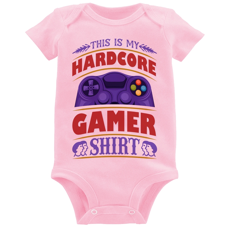 Body Bebê Hardcore Gamer - Rosa Bebê