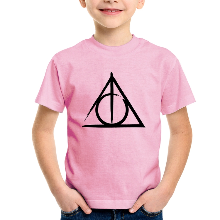 Camiseta Infantil Relíquias da Morte - Rosa Bebê