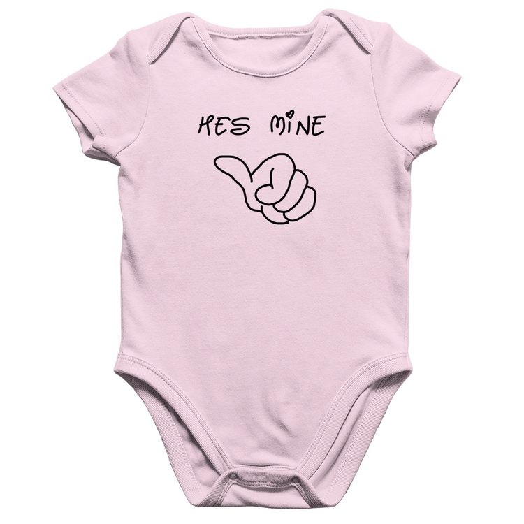 Body Bebê Algodão He's Mine - Rosa Bebê