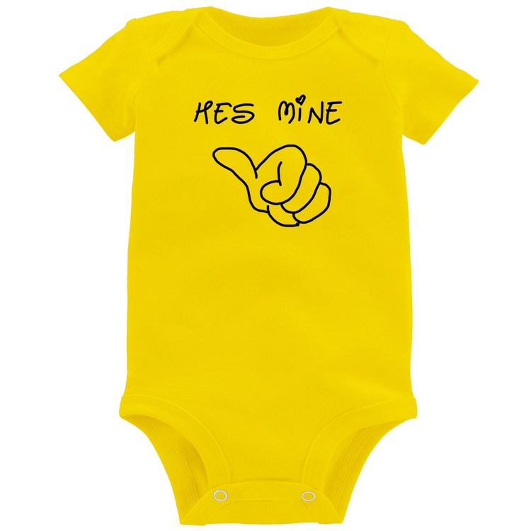Body Bebê He's Mine - Amarelo