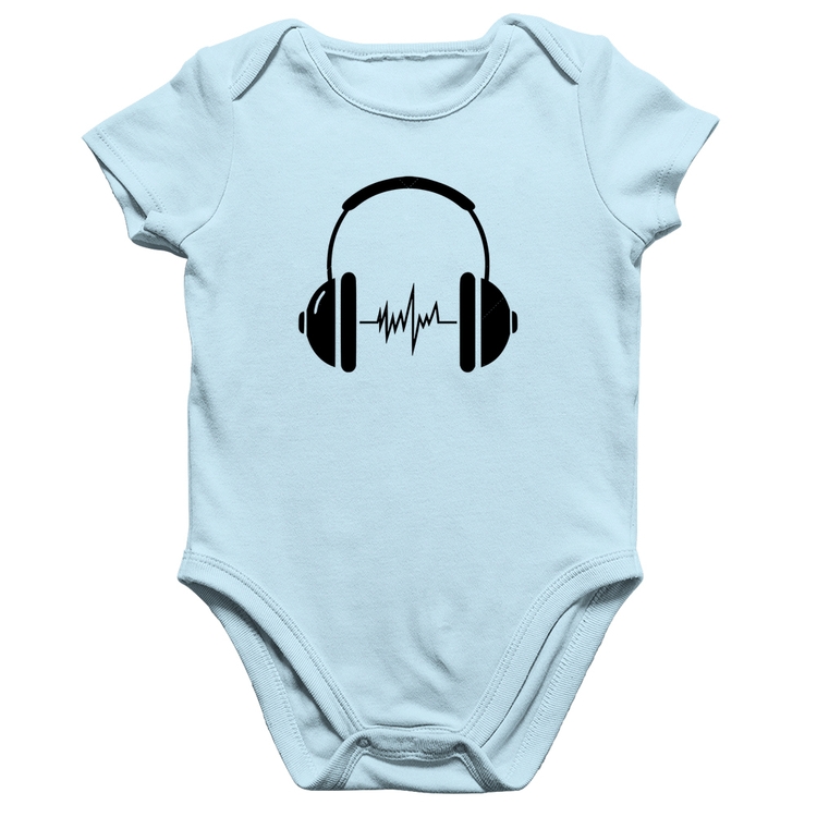 Body Bebê Algodão Headphone Batimentos - Azul Bebê