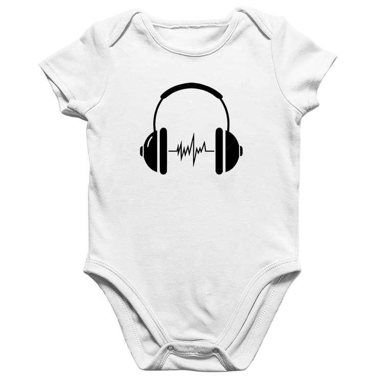 Body Bebê Algodão Headphone Batimentos - Branco