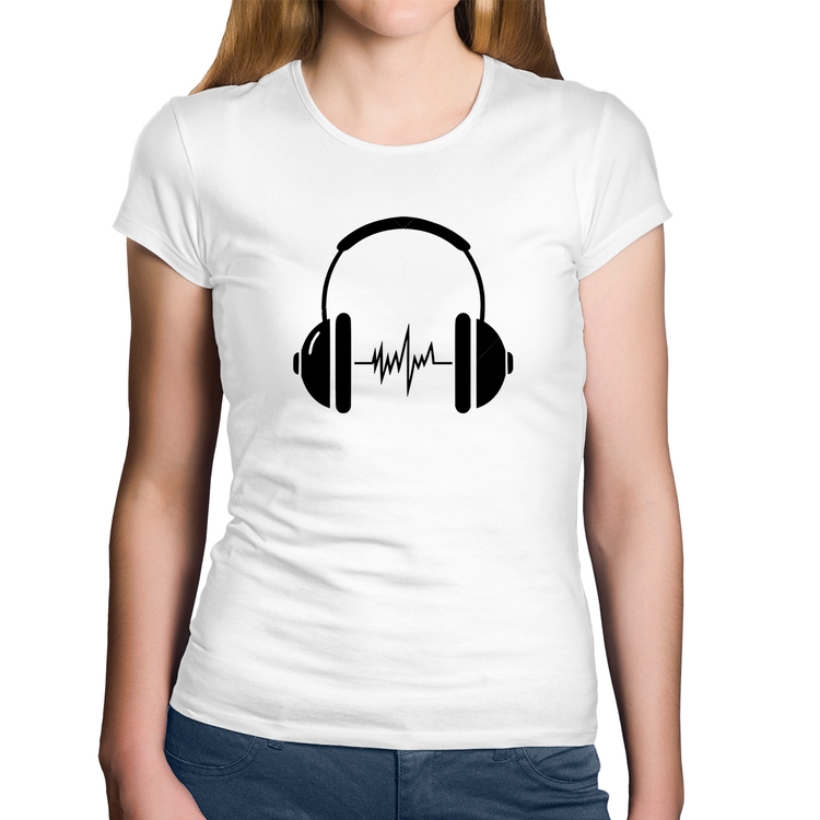 Baby Look Algodão Headphone Batimentos - Branca