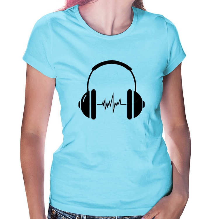 Baby Look Headphone Batimentos - Azul Bebê