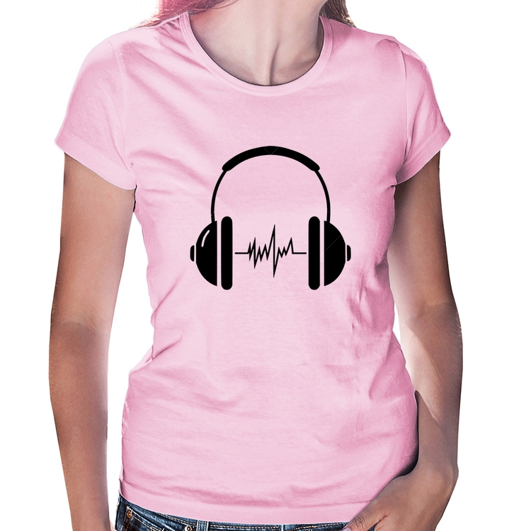 Baby Look Headphone Batimentos - Rosa Bebê