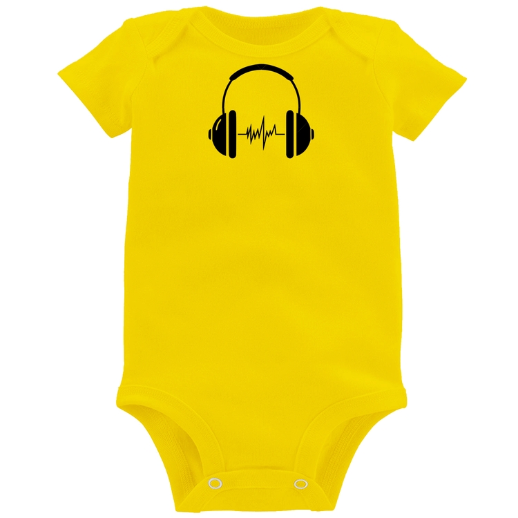 Body Bebê Headphone Batimentos - Amarelo