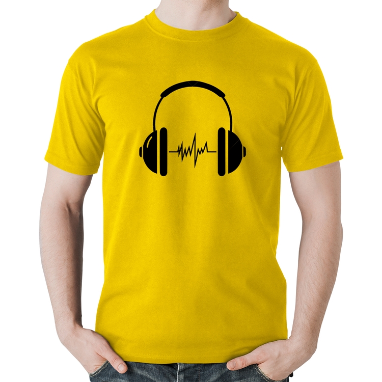 Camiseta Algodão Headphone Batimentos - Amarela