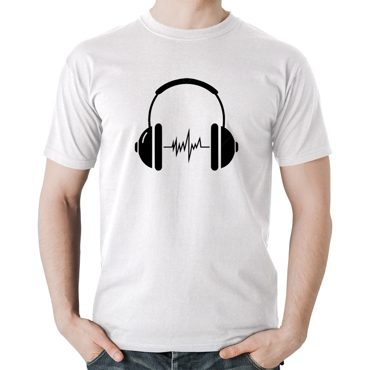 Camiseta Algodão Headphone Batimentos - Branca