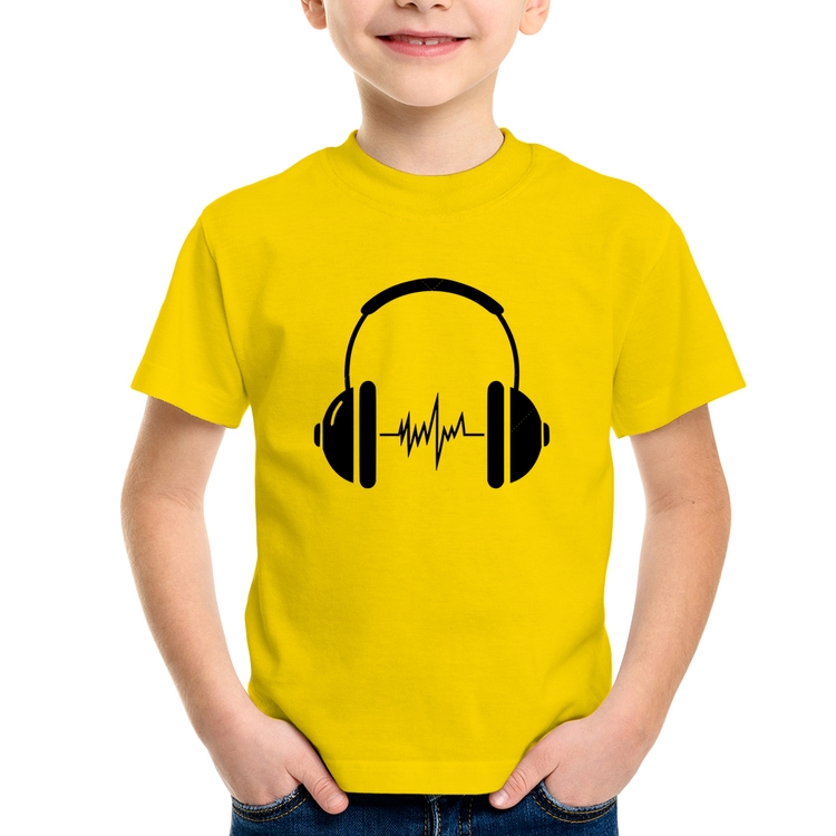 Camiseta Infantil Headphone Batimentos - Amarela