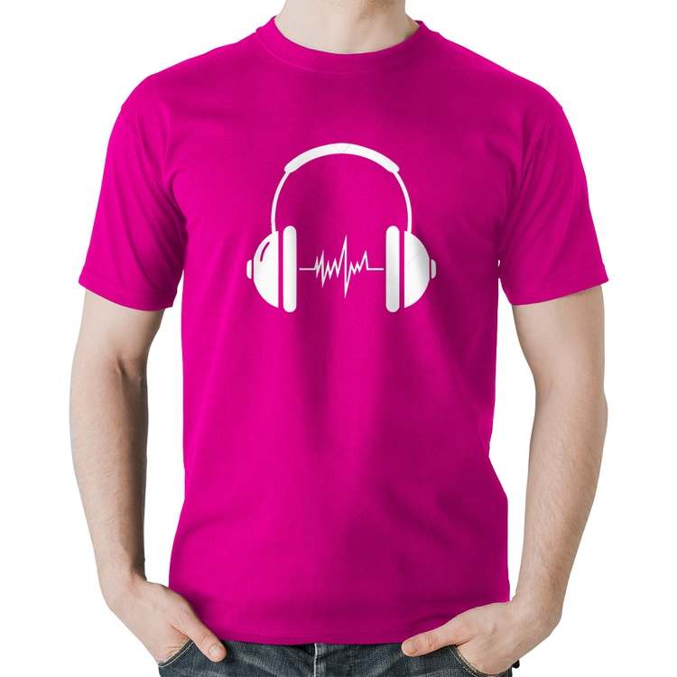 Camiseta Algodão Headphone Batimentos - Rosa