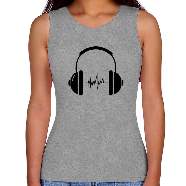 Regata Feminina Headphone Batimentos - Cinza