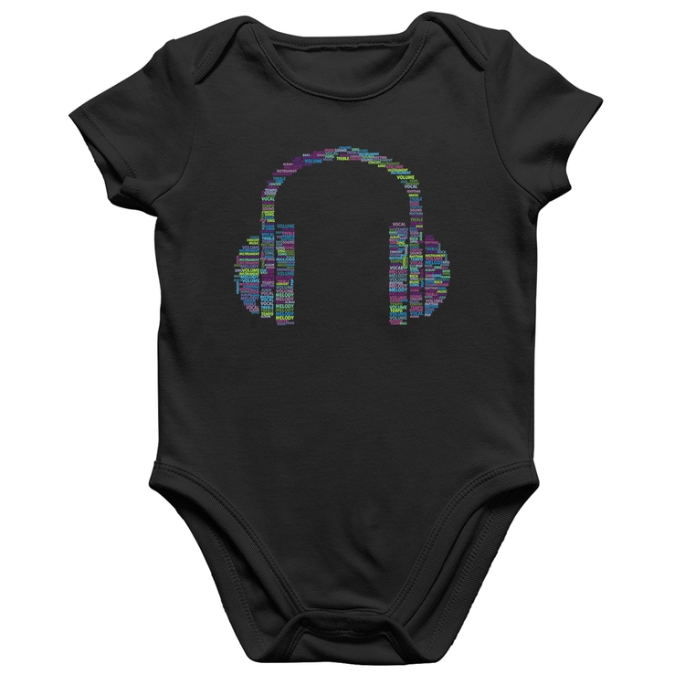Body Bebê Algodão Headphone Palavras
