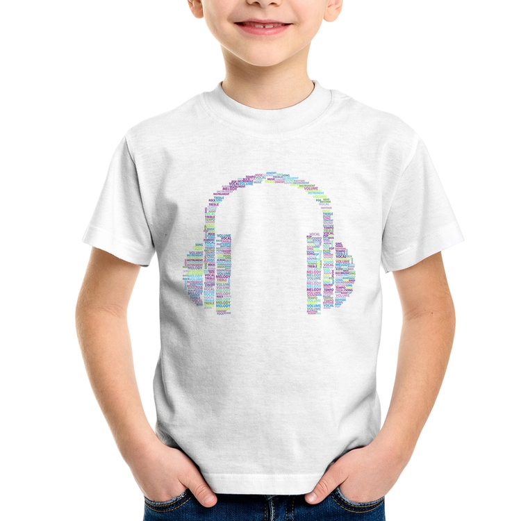 Camiseta Infantil Headphone Palavras
