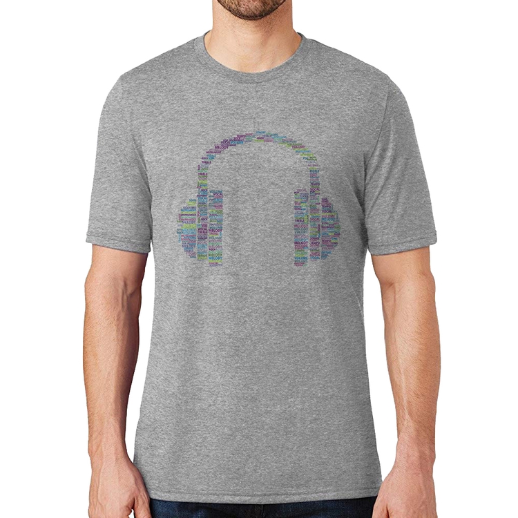 Camiseta Headphone Palavras - Cinza