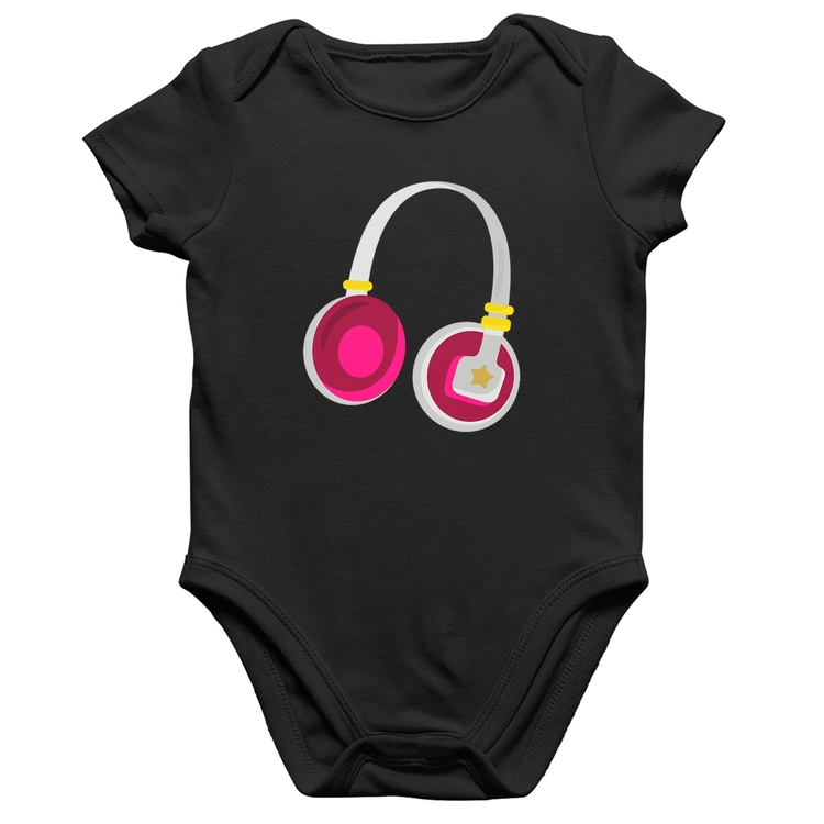 Body Bebê Algodão Headphone Rosa