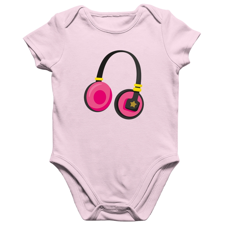 Body Bebê Algodão Headphone Rosa - Rosa Bebê